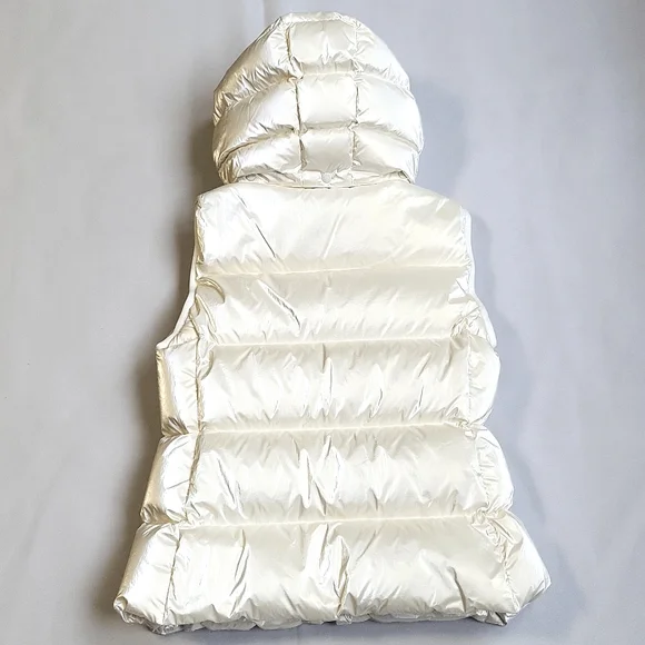 NWT$1550 MONCLER Diotis Hooded Quilted Metallic Pearl Puffer Gilet Vest 1 Small - Picture 15 of 16